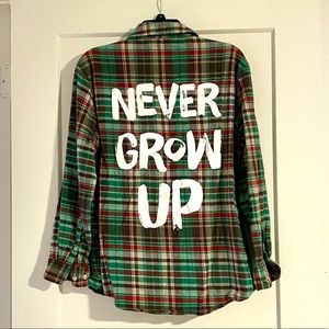 Cakeworthy “Never Grow Up” Flannel - Disney